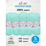 Пряжа для вязания Alize sekerim bebe 100 гр 320 м акрил для мягких игрушек 19 светло-зеленый 5 мотков