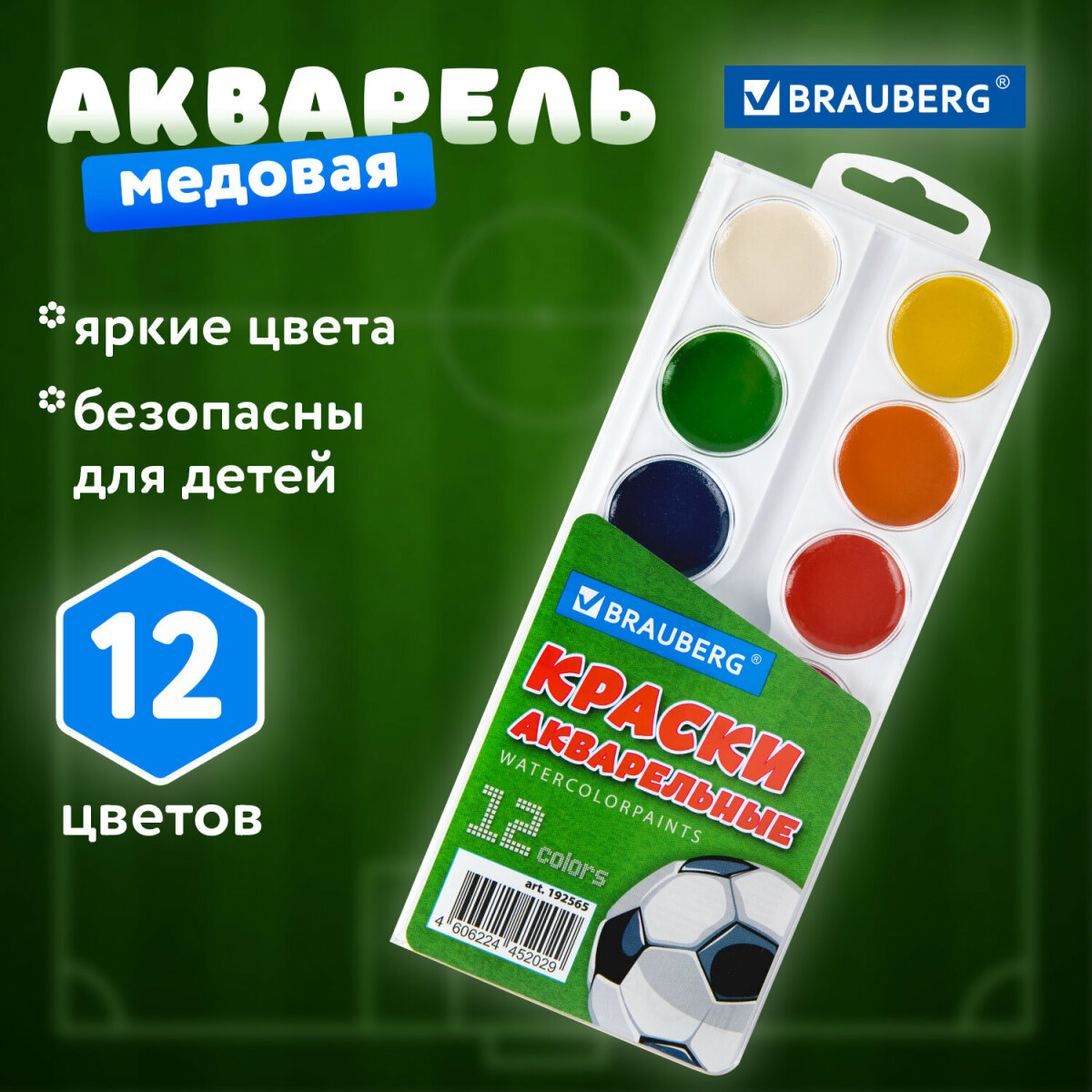 Краски акварель Brauberg 12 цв. - фото 1