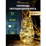 Светодиодная гирлянда NEON-NIGHT Роса 5 м тепло-белое свечение c USB 315-966