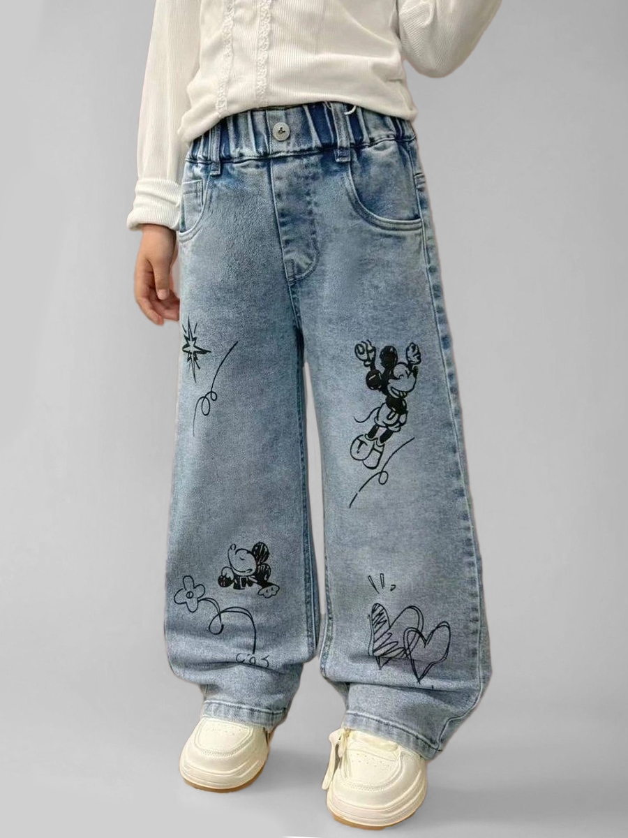 Джинсы iUkoworld Джинсы детские на резинке широкие - фото 1