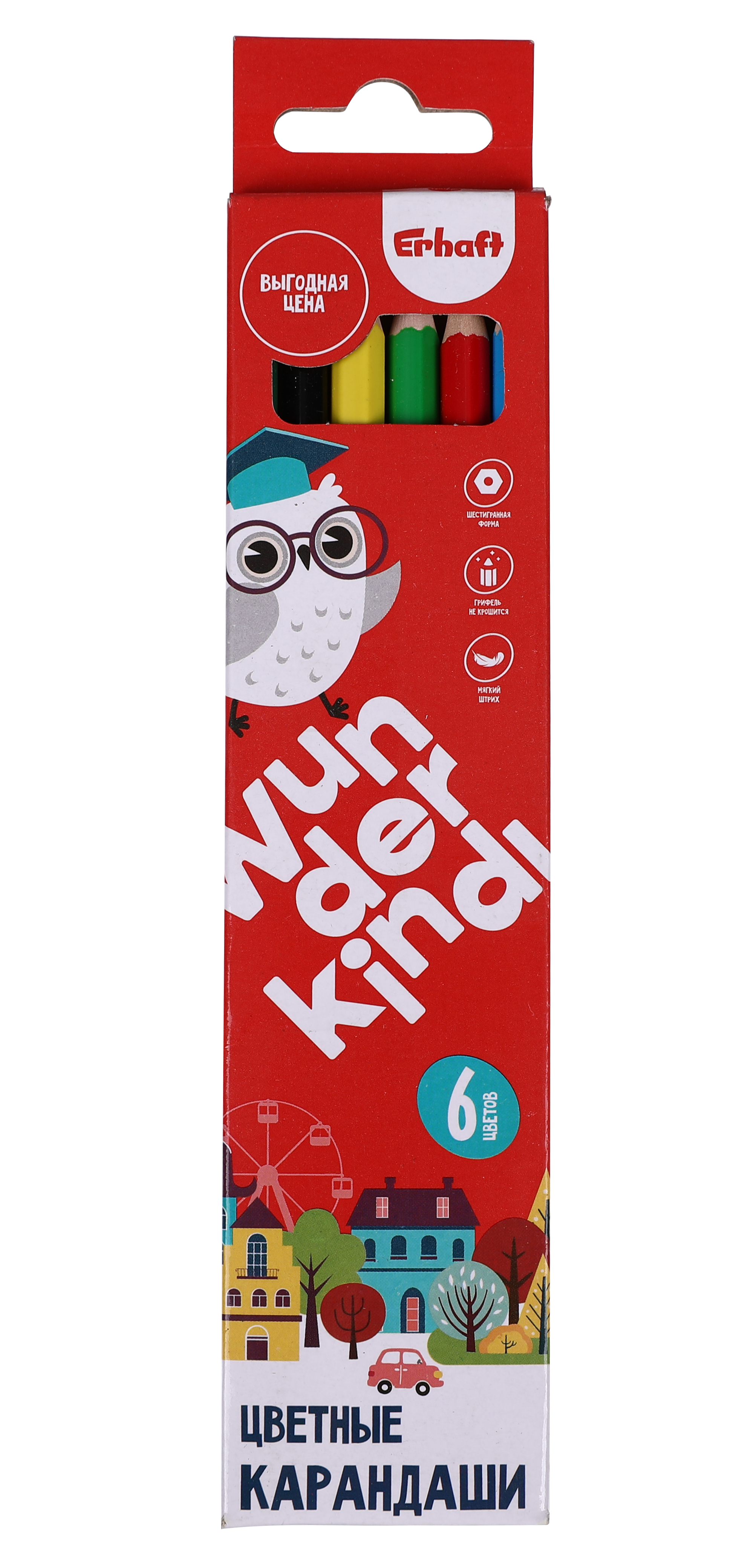Изображение товара Карандаши цветные Erhaft 6 шт. Изображение товара Карандаши цветные Erhaft 6 шт.