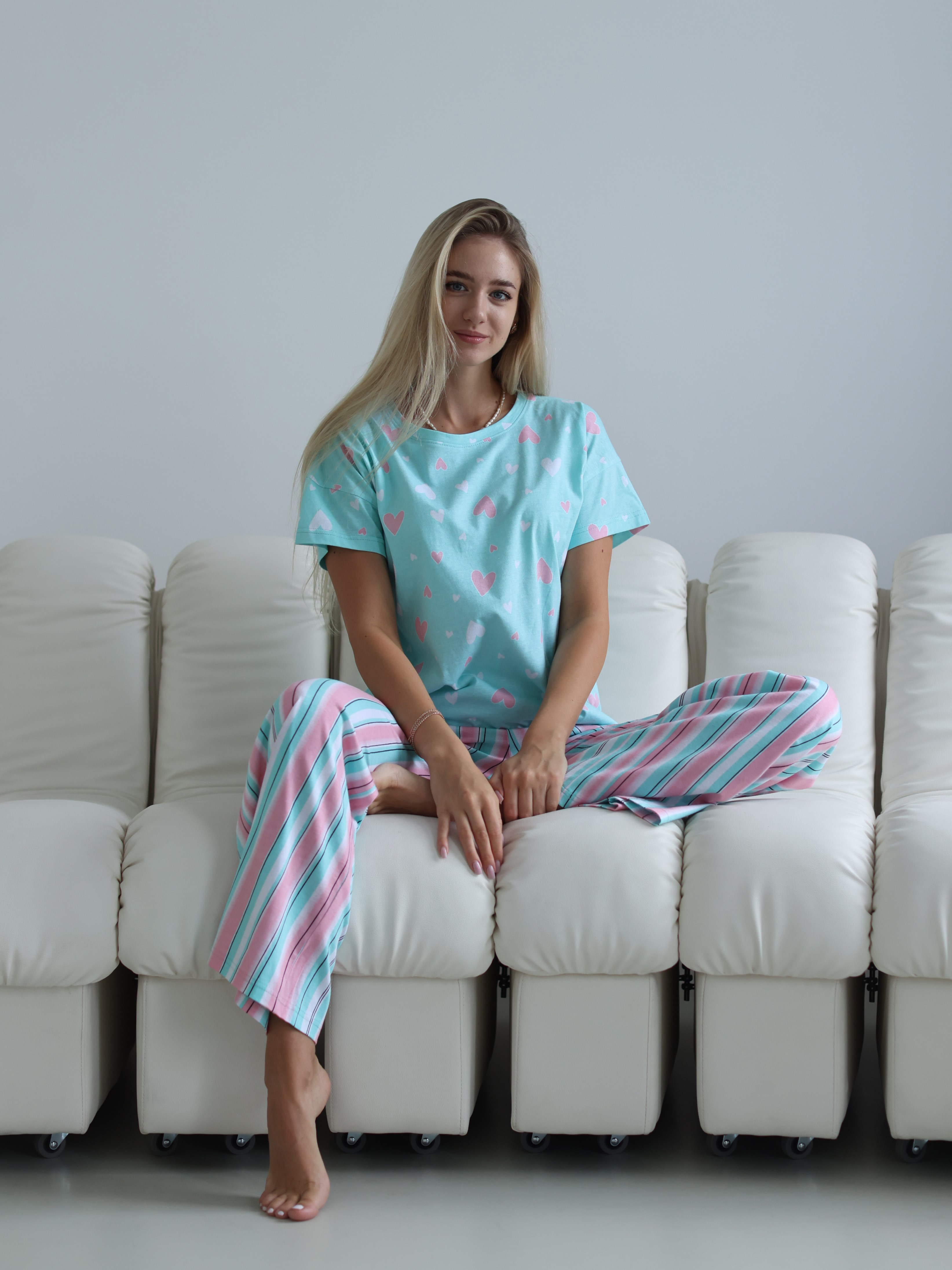 Пижама Агапэ 0540_аквамарин розовый - фото 1