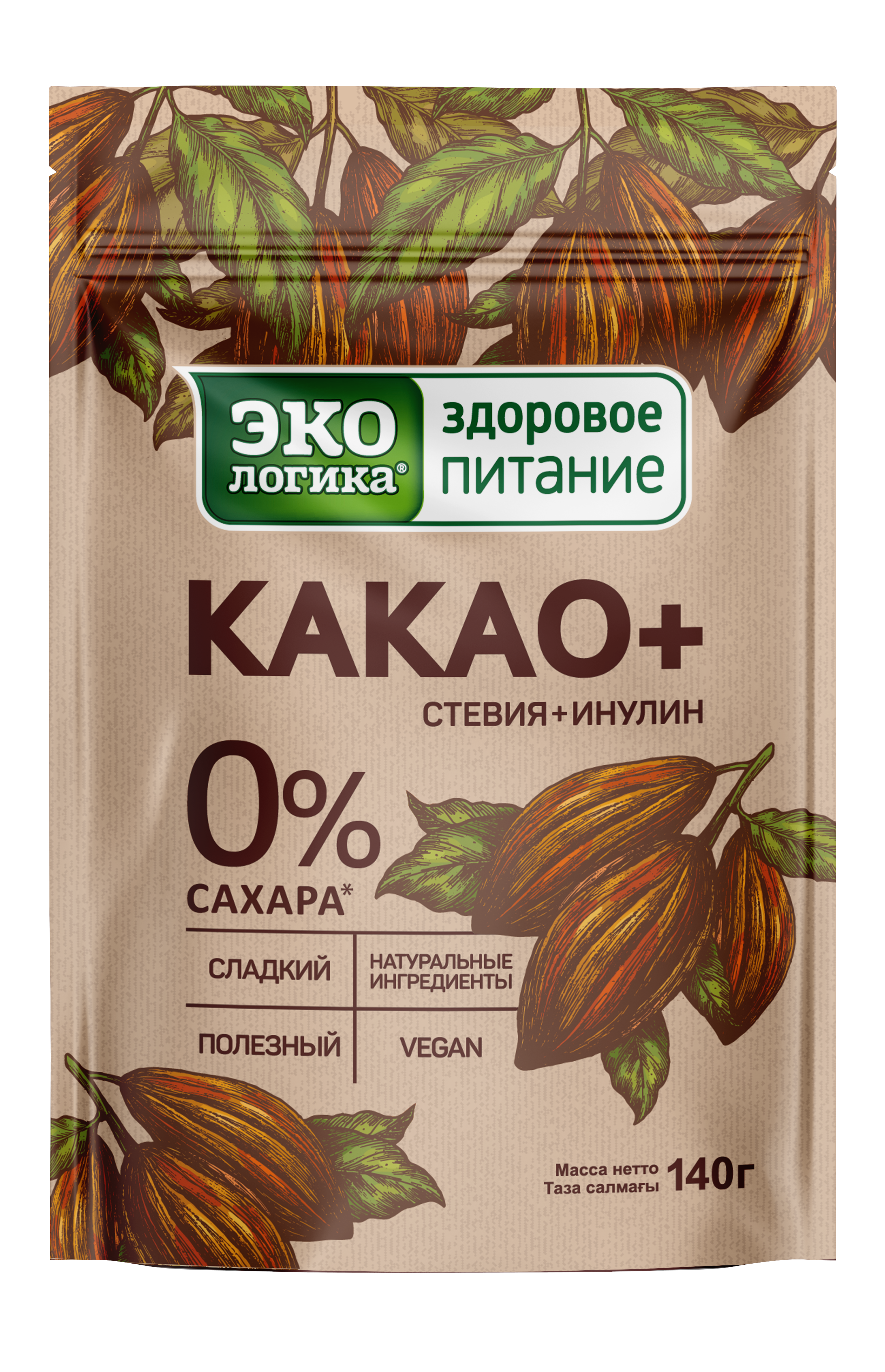 Какао-напиток растворимый ЭКОлогика плюс пакет 140 г - фото 1
