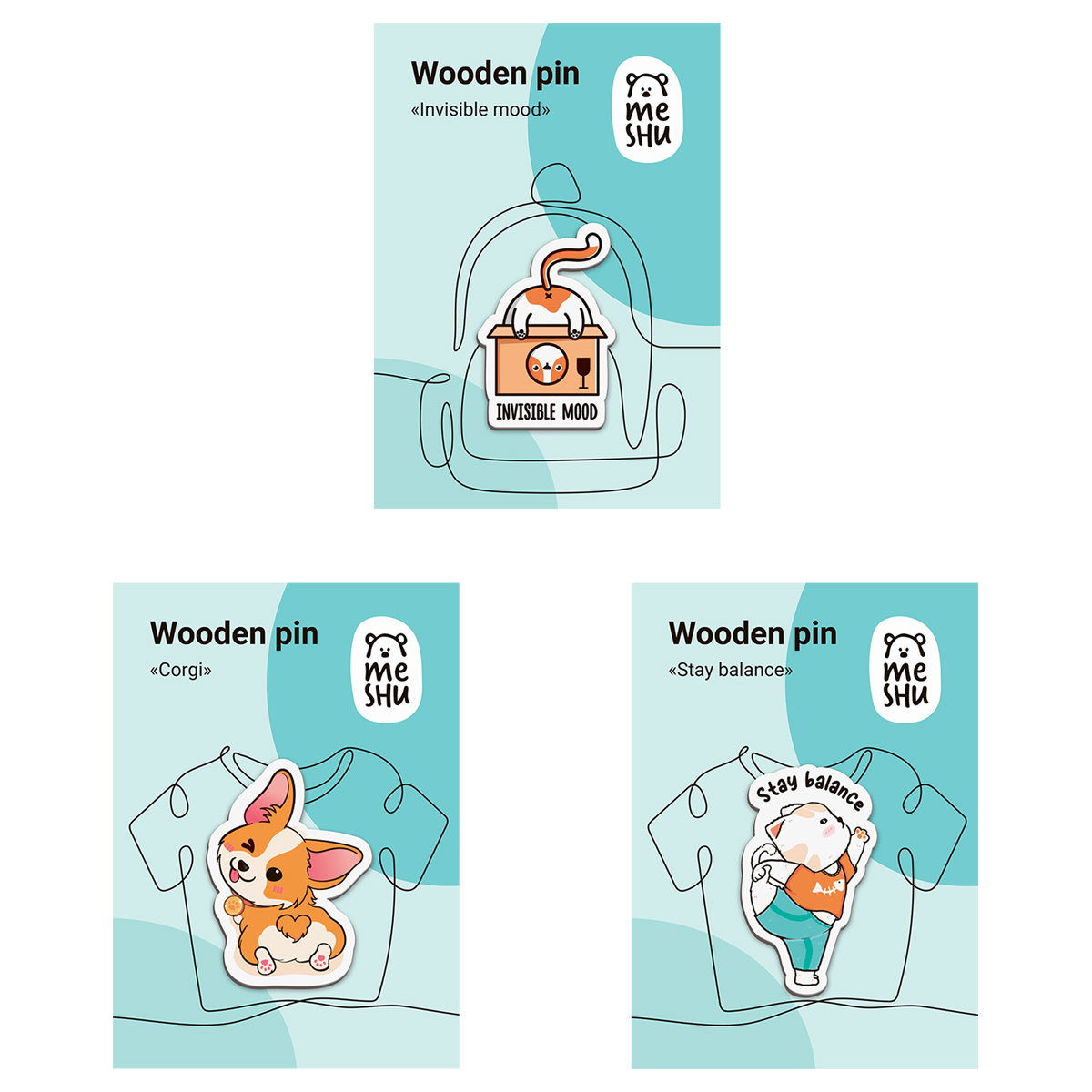 Значок Meshu Sports animals 3 шт. - фото 1
