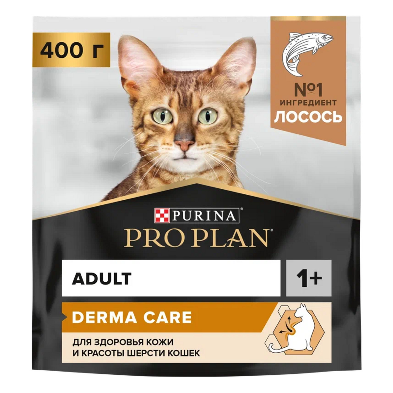 Корм сухой для кошек PRO PLAN 400г с лососем с чувствительной кожей - фото 1