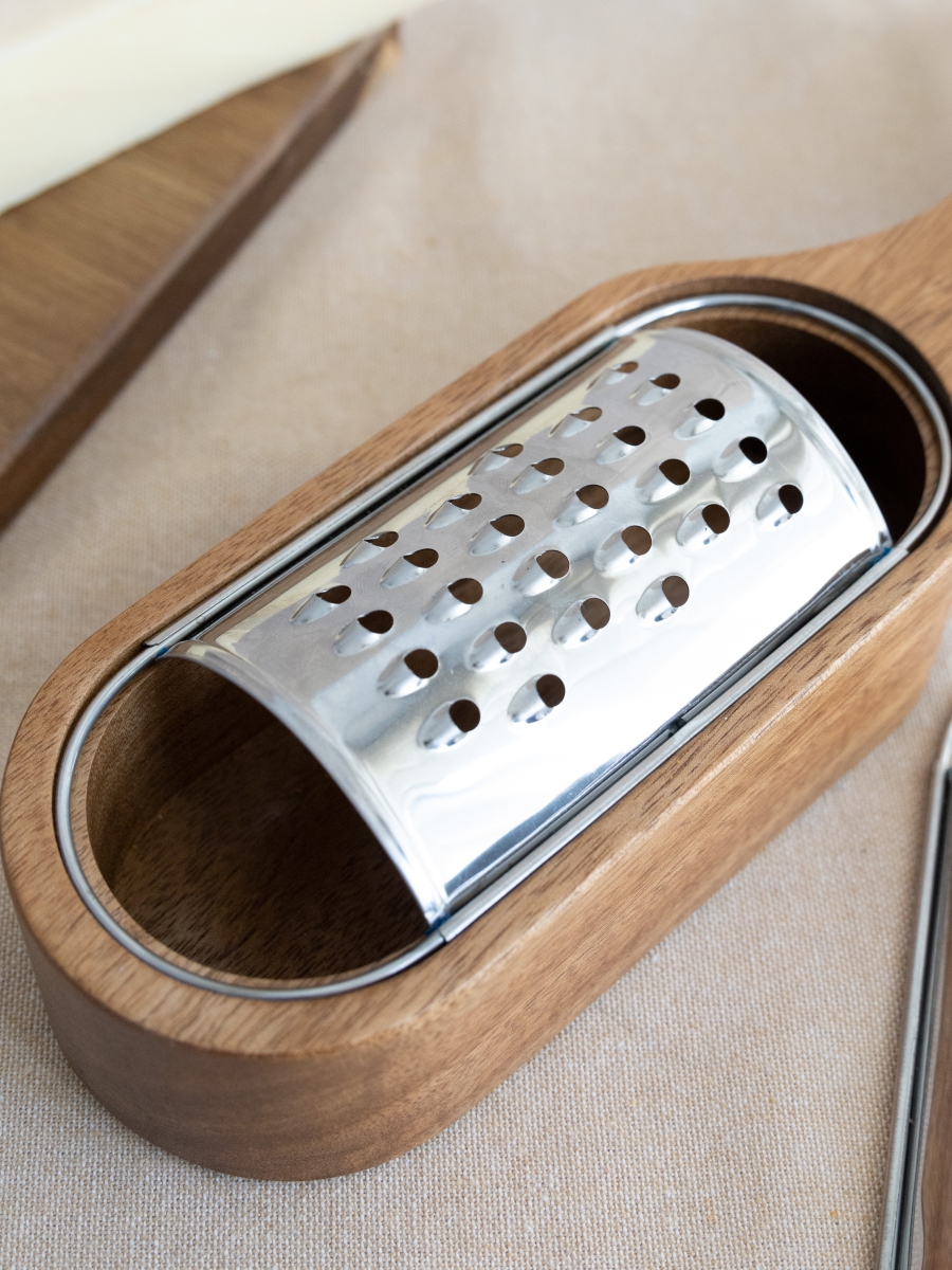 Терка с контейнером DeNASTIA 2 насадки нерж.ст.+акация 27,5x7x4/6 A000394 - фото 8