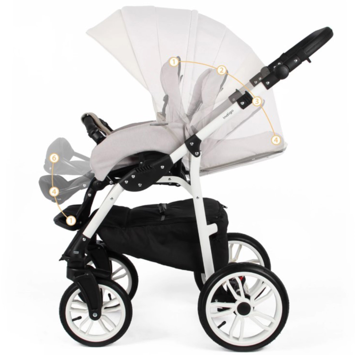 Коляска 2в1 Indigo Indigo 01 бежевый - фото 9