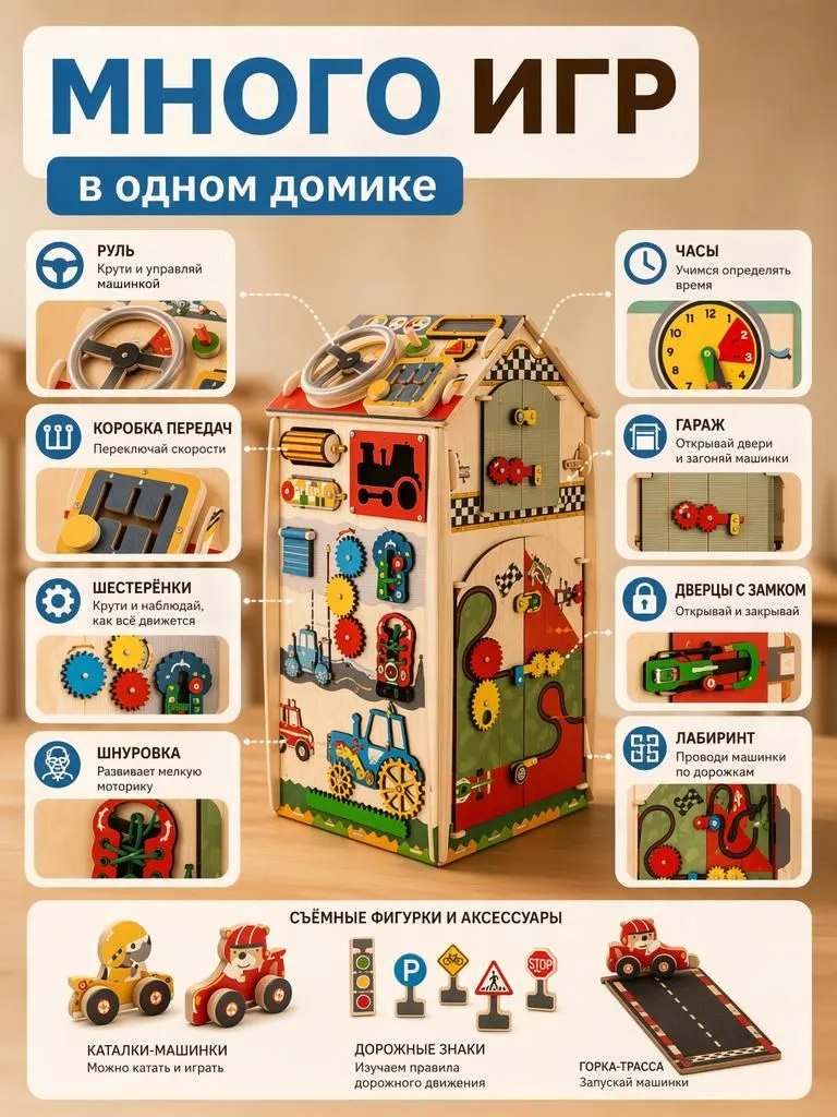 Игрушка ЛИГРИК бизиборд Бизибой - фото 6