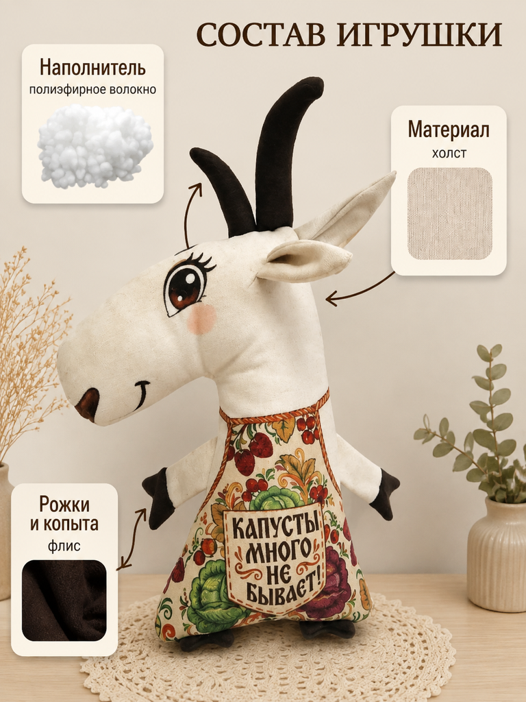 Мягкая игрушка Штучки к которым тянутся ручки коза - фото 3