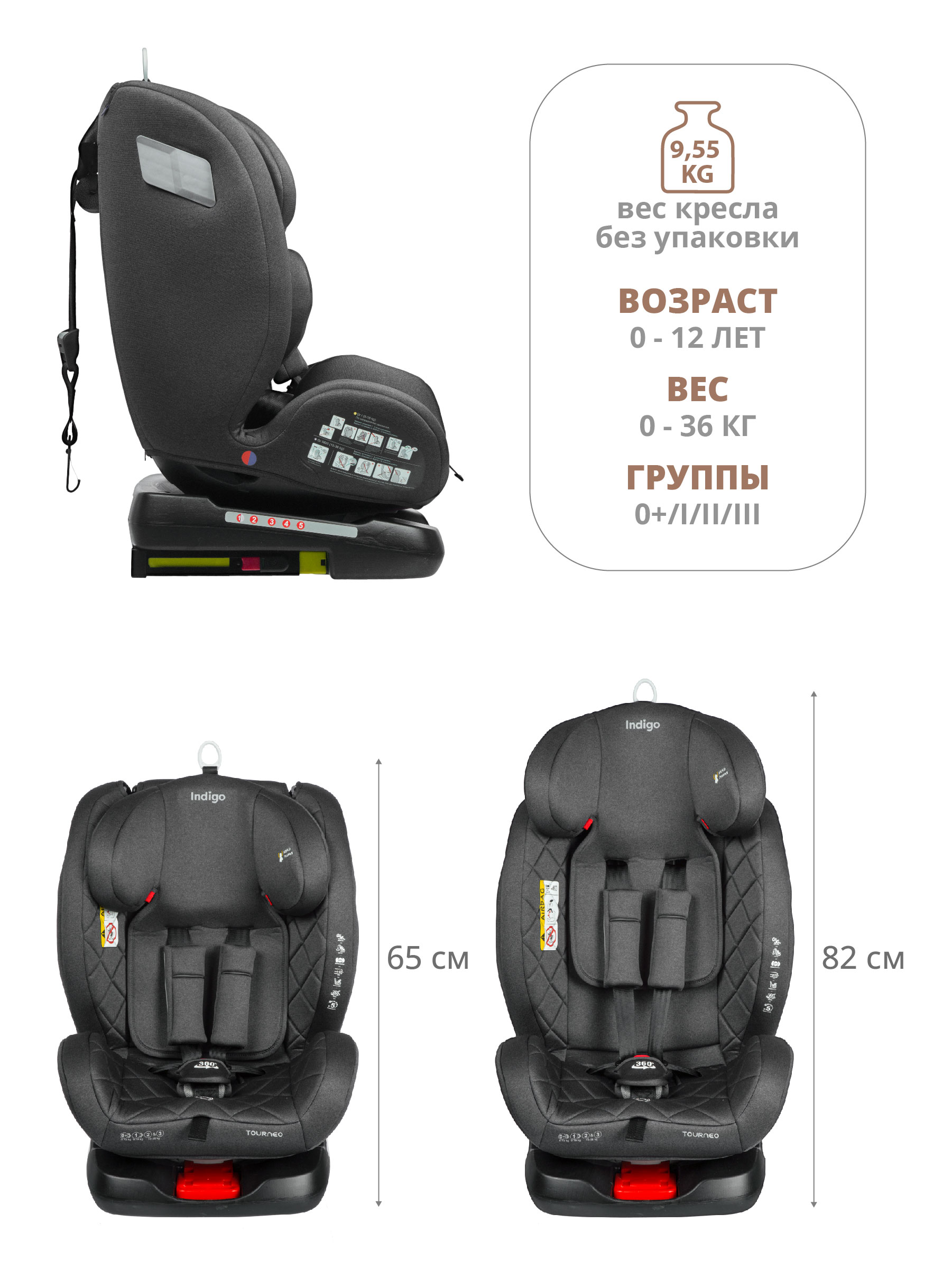 Автокресло Indigo Tourneo Isofix 0+/1/2/3 (0-36 кг) - фото 10