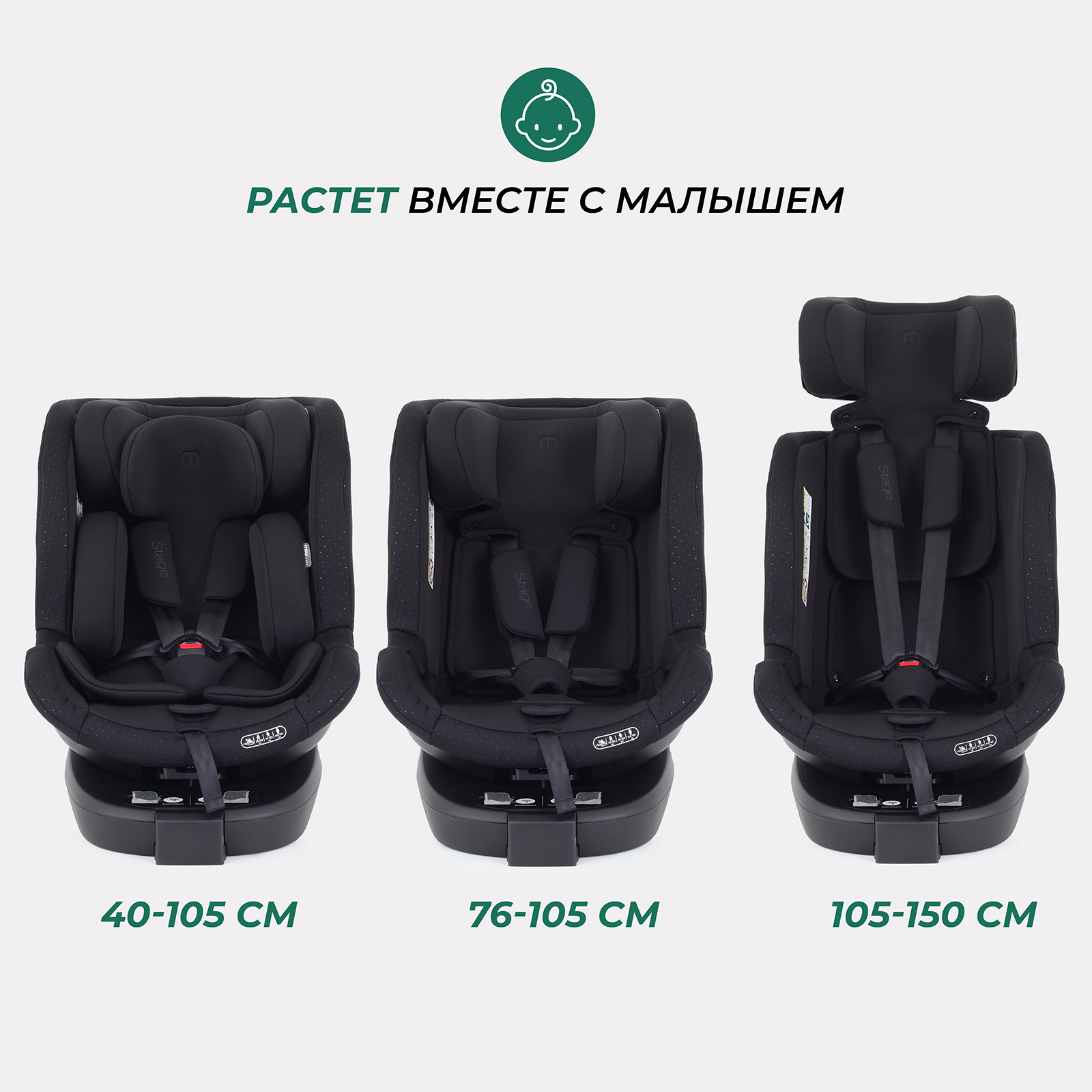 Автокресло MOWbaby STAGE Black Isofix 0+/1/2/3 (0-36 кг) черный - фото 7