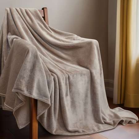 Плед 150х200 см Solo Decorica плотность 260 гр на кровать диван цвет бежевый