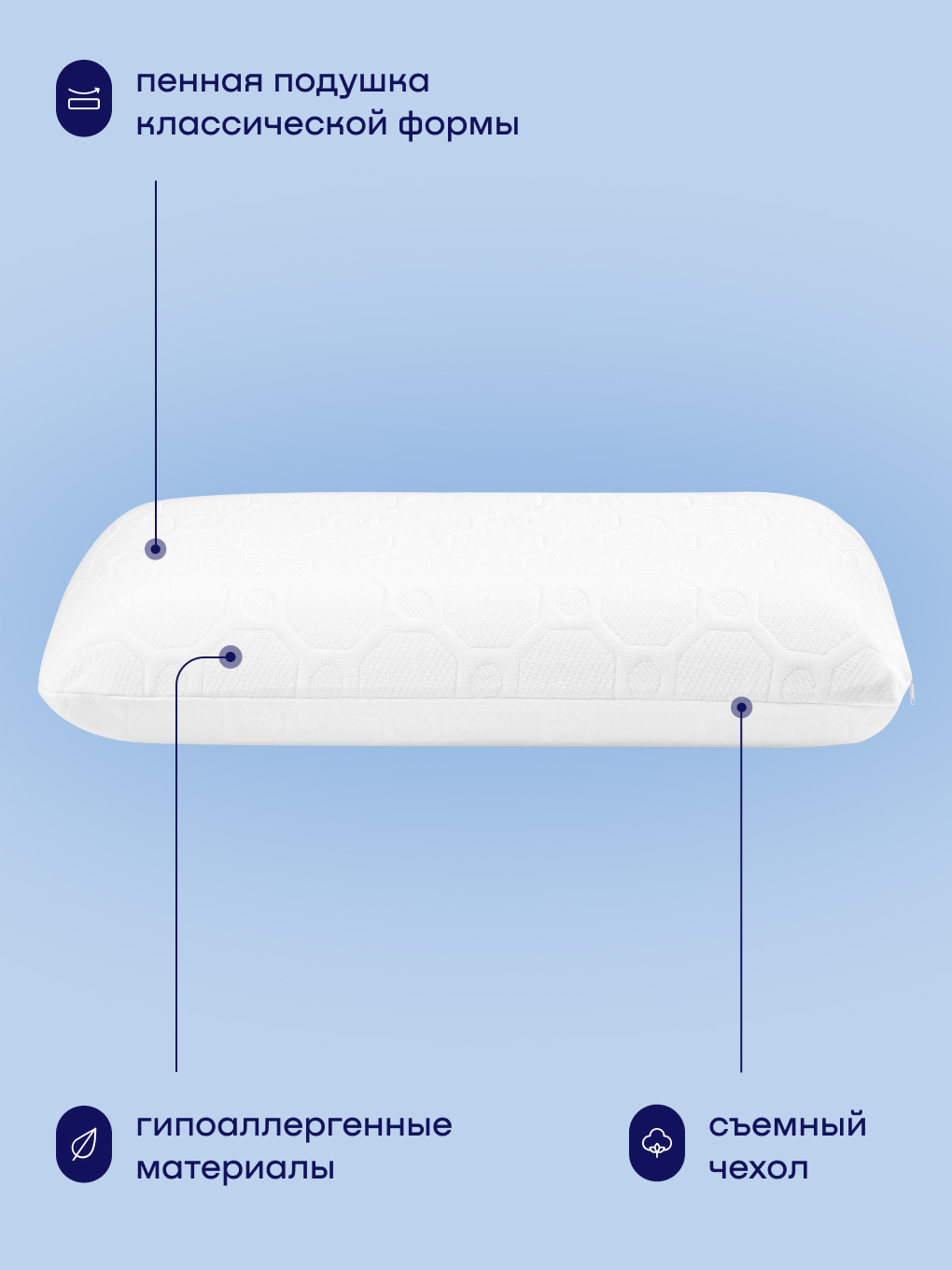 Подушка ортопедическая buyson BuyIdea M 40 x 60 см 1 шт. - фото 6