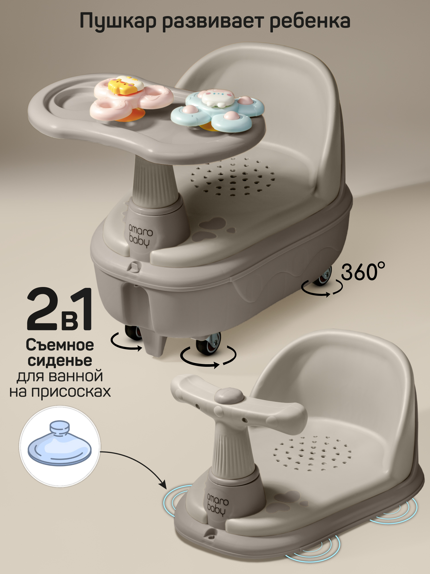 Пушкар Amarobaby Swimmy серый - фото 3