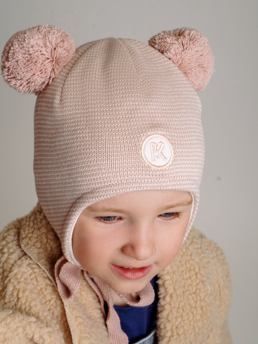 Шапка ПриКиндер M3-1957 Цвет: Пыльная роза/белый - фото 6