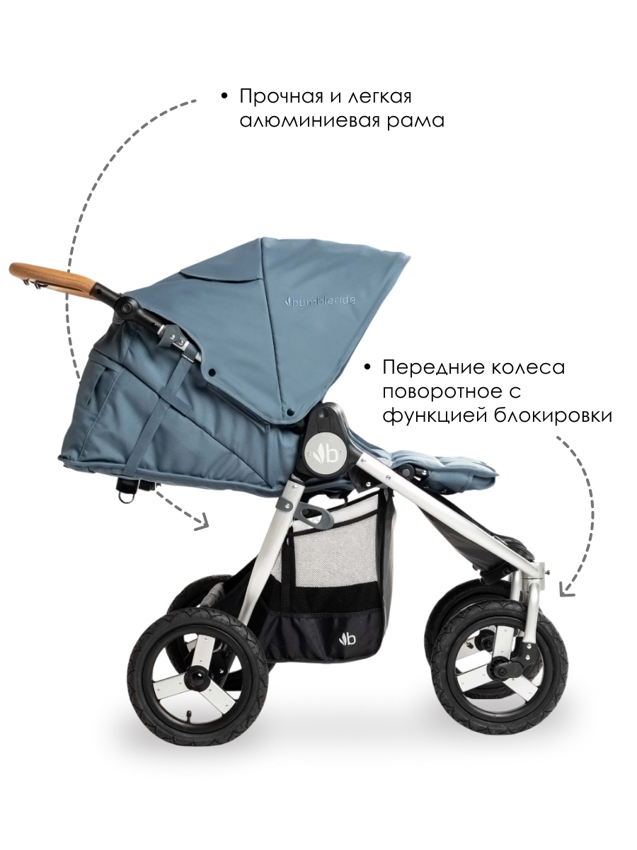 Коляска прогулочная Bumbleride Indie Twin 2025/ Ocean голубой - фото 4