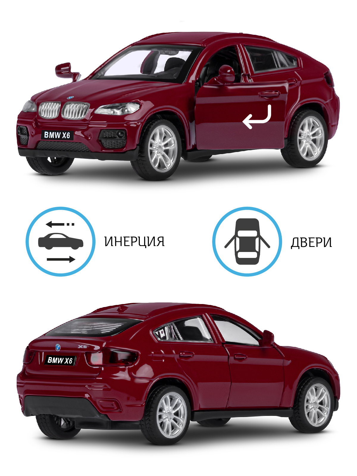 Внедорожник АВТОпанорама BMW X6 1:43 JB1251252 - фото 2