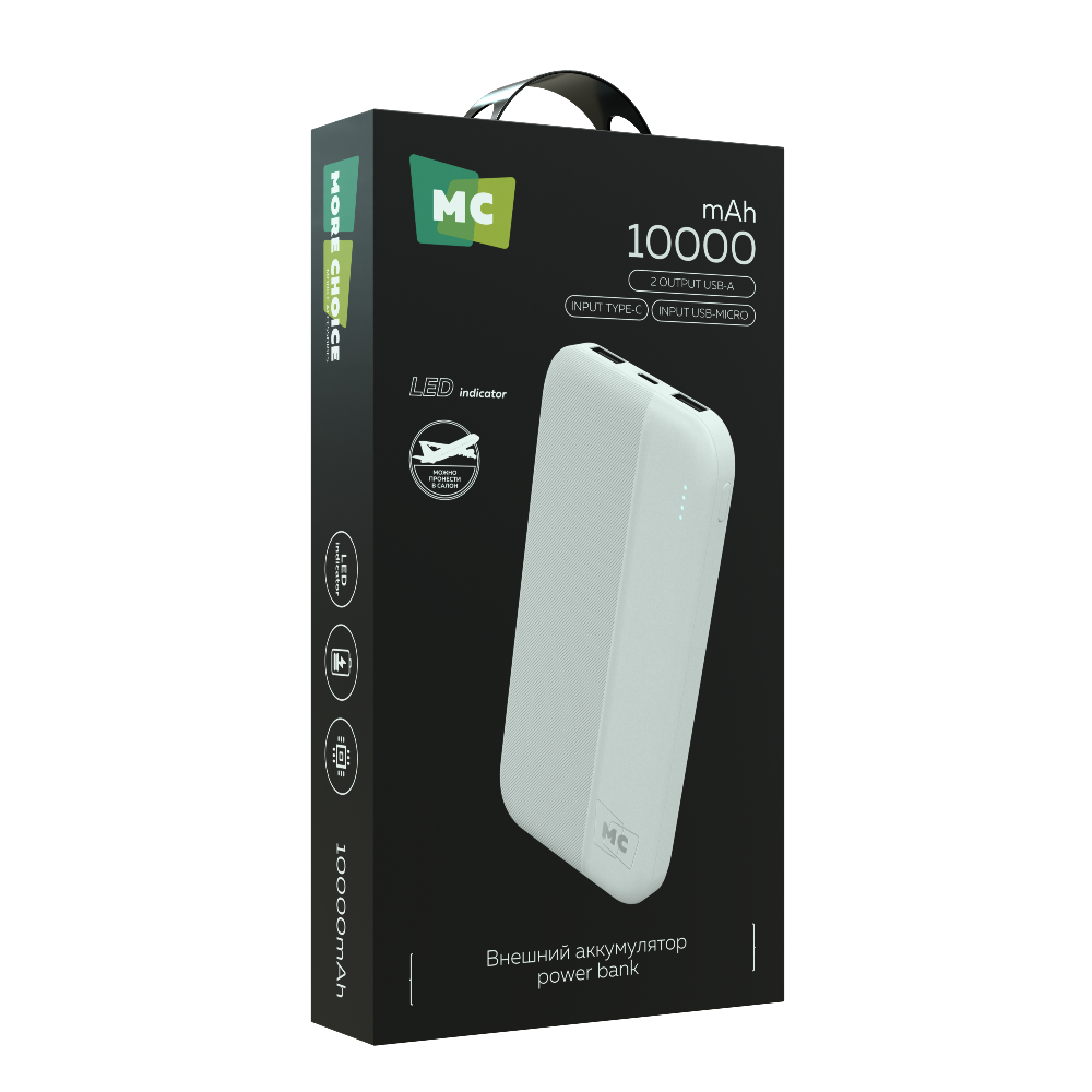 Внешний аккумулятор 10000mAh More Choice PB25-10 White - фото 6