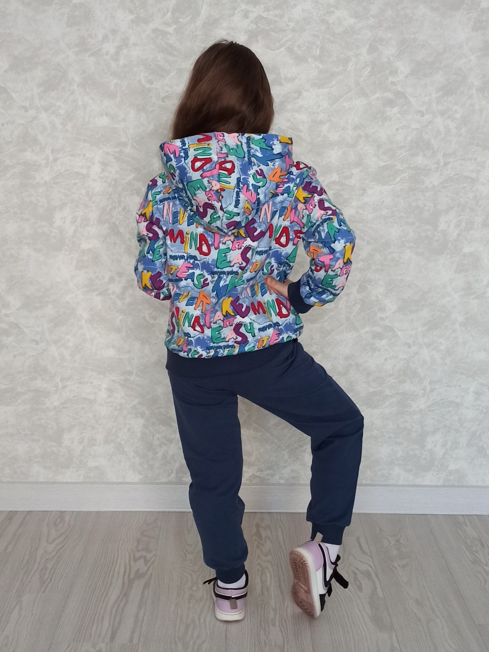 Худи и брюки Агапэ 8013_голубой буквы - фото 3