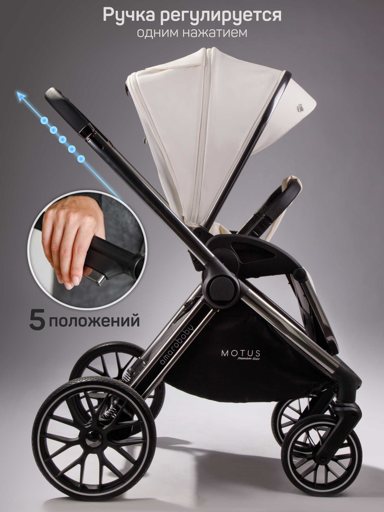 Коляска 2в1 Amarobaby Motus Premium Ecco белый - фото 22