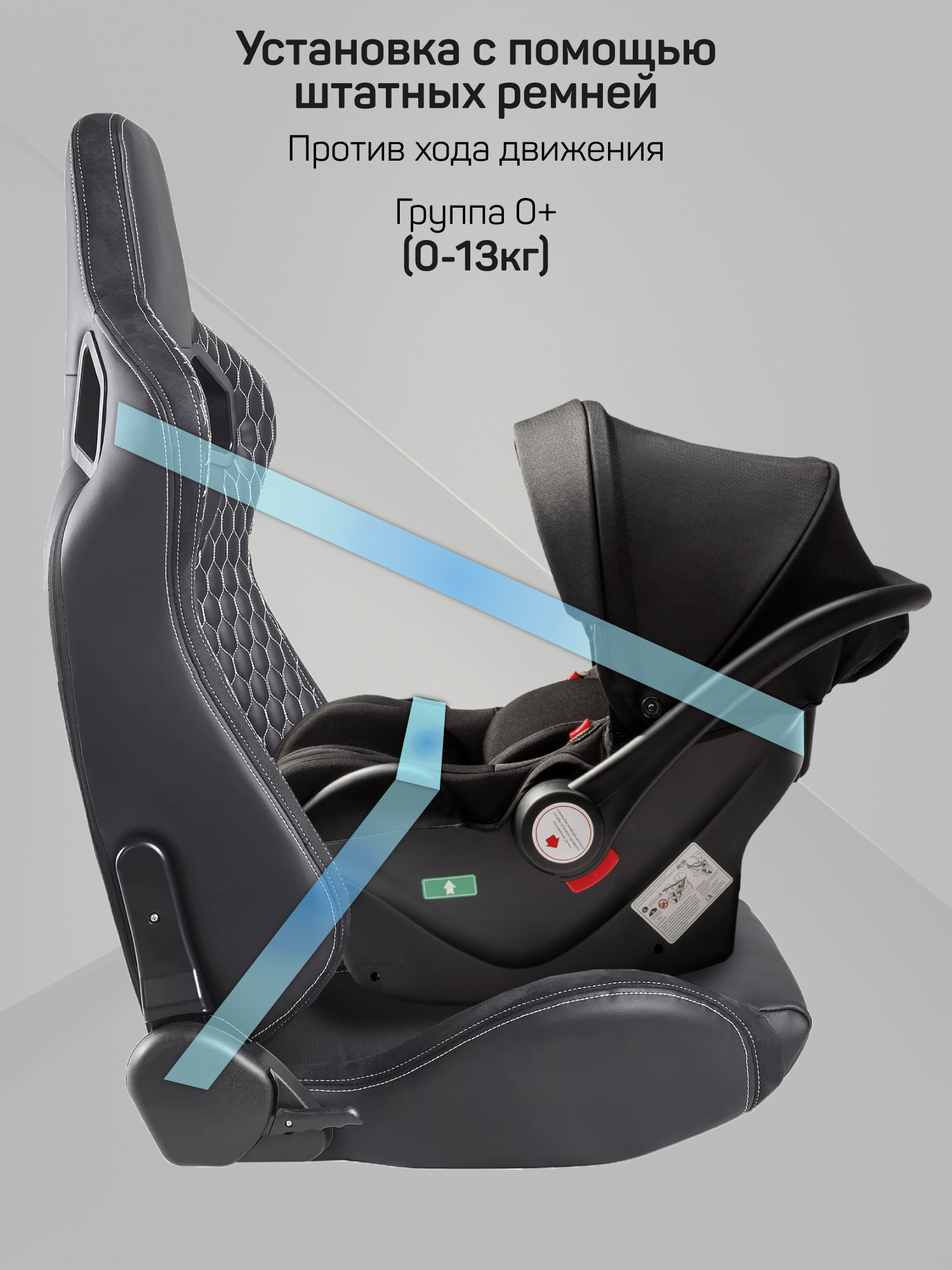 Автокресло Amarobaby Motus 0 (0 -13 кг) черный - фото 10