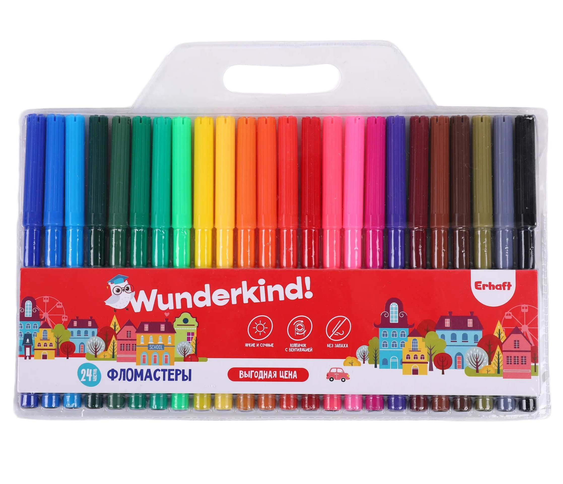 Изображение товара Набор фломастеров Erhaft 24 цвета для детей и школьников Изображение товара Набор фломастеров Erhaft 24 цвета для детей и школьников