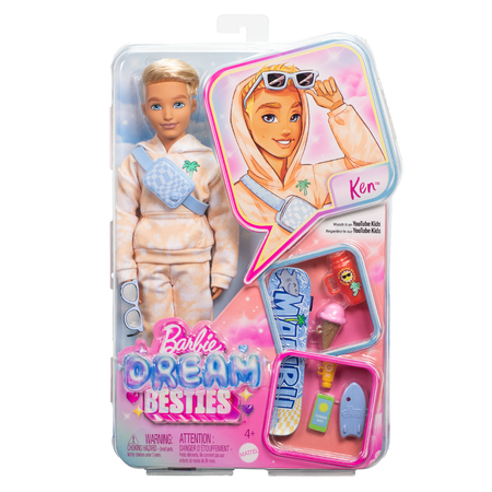 Кукла модельная Barbie Dream Besties Малибу на скейтборде JDD75