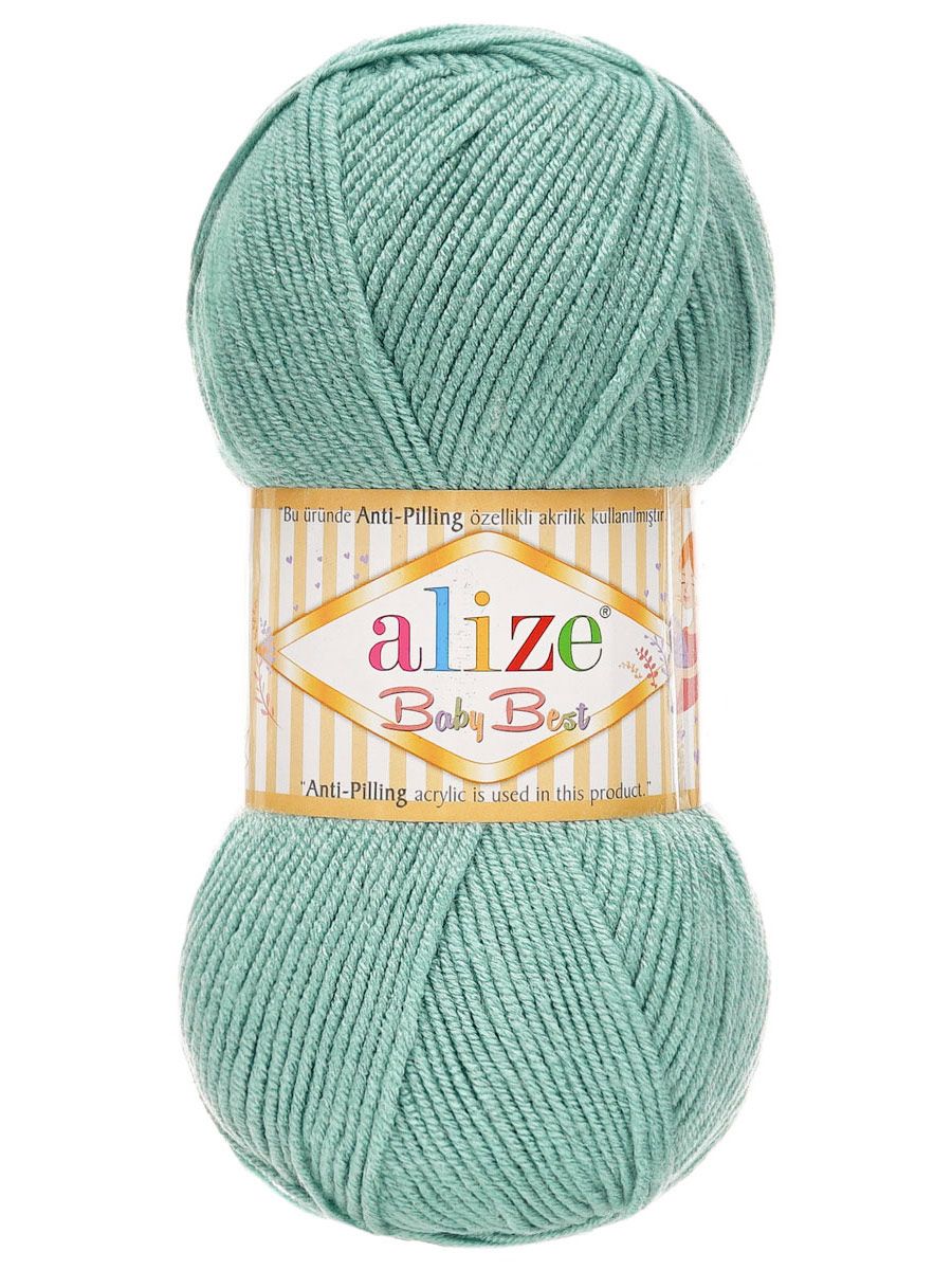 Пряжа для вязания Alize baby best бамбук акрил с эффектом антипиллинг 100 г 240 м 463 мята 5 мотков - фото 4