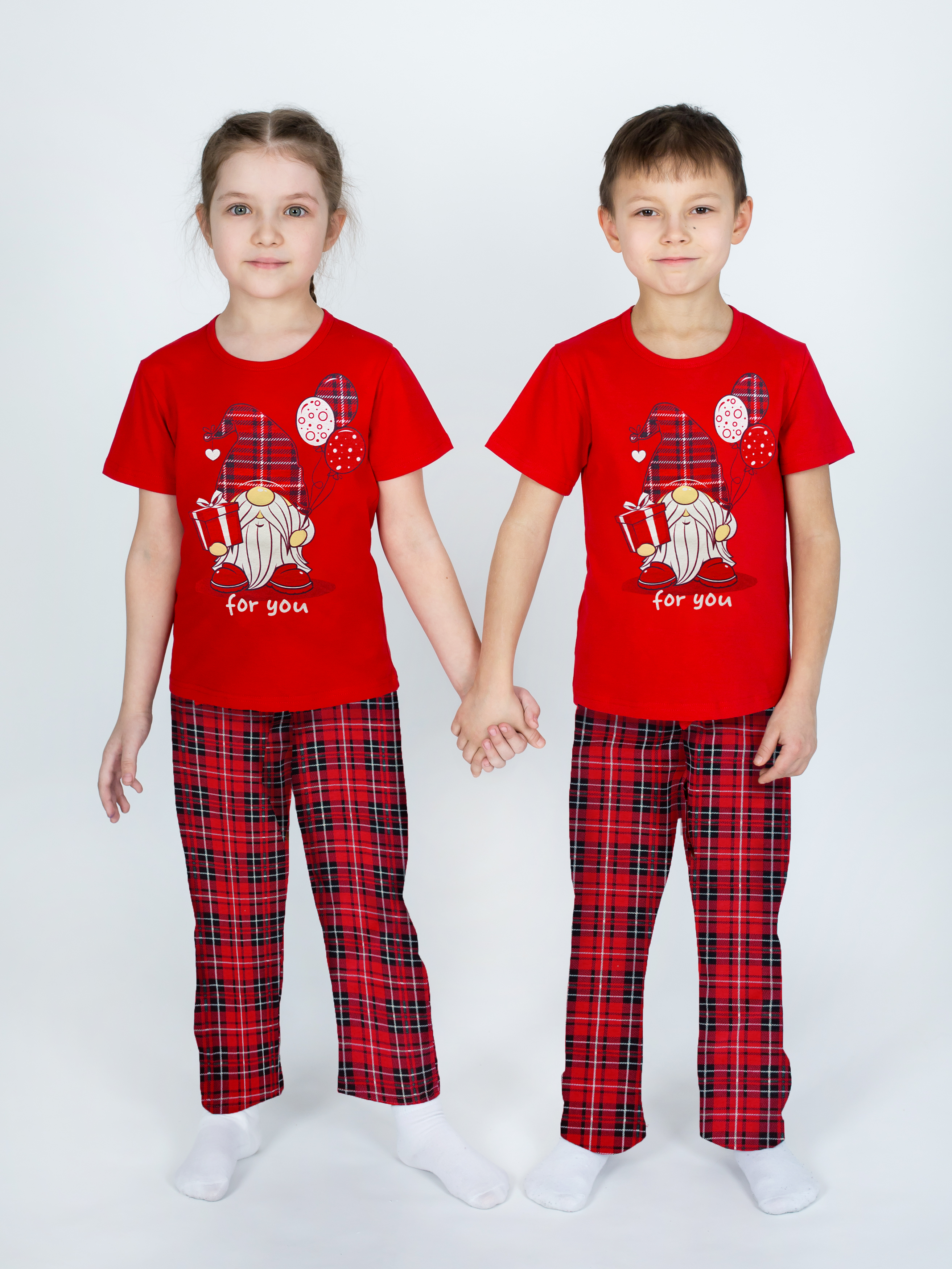 Пижама KiMMi co К-1408827п/1 красный клетка красная гном - фото 10