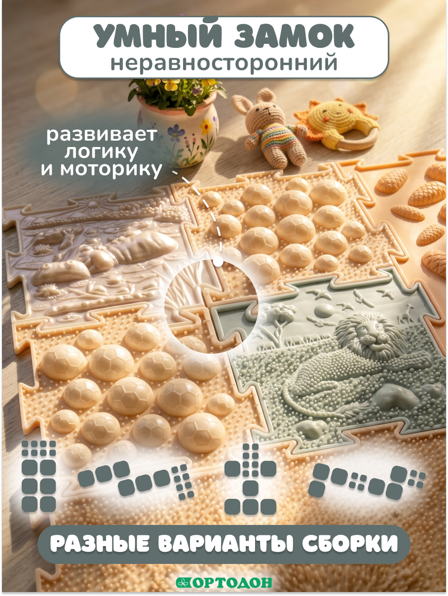 Коврик-пазл Ортодон массажный развивающий детский 26 x 200 см - фото 11