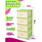 Комод elfplast Классика 4-х секционный светло бежевый салатовый плетенка