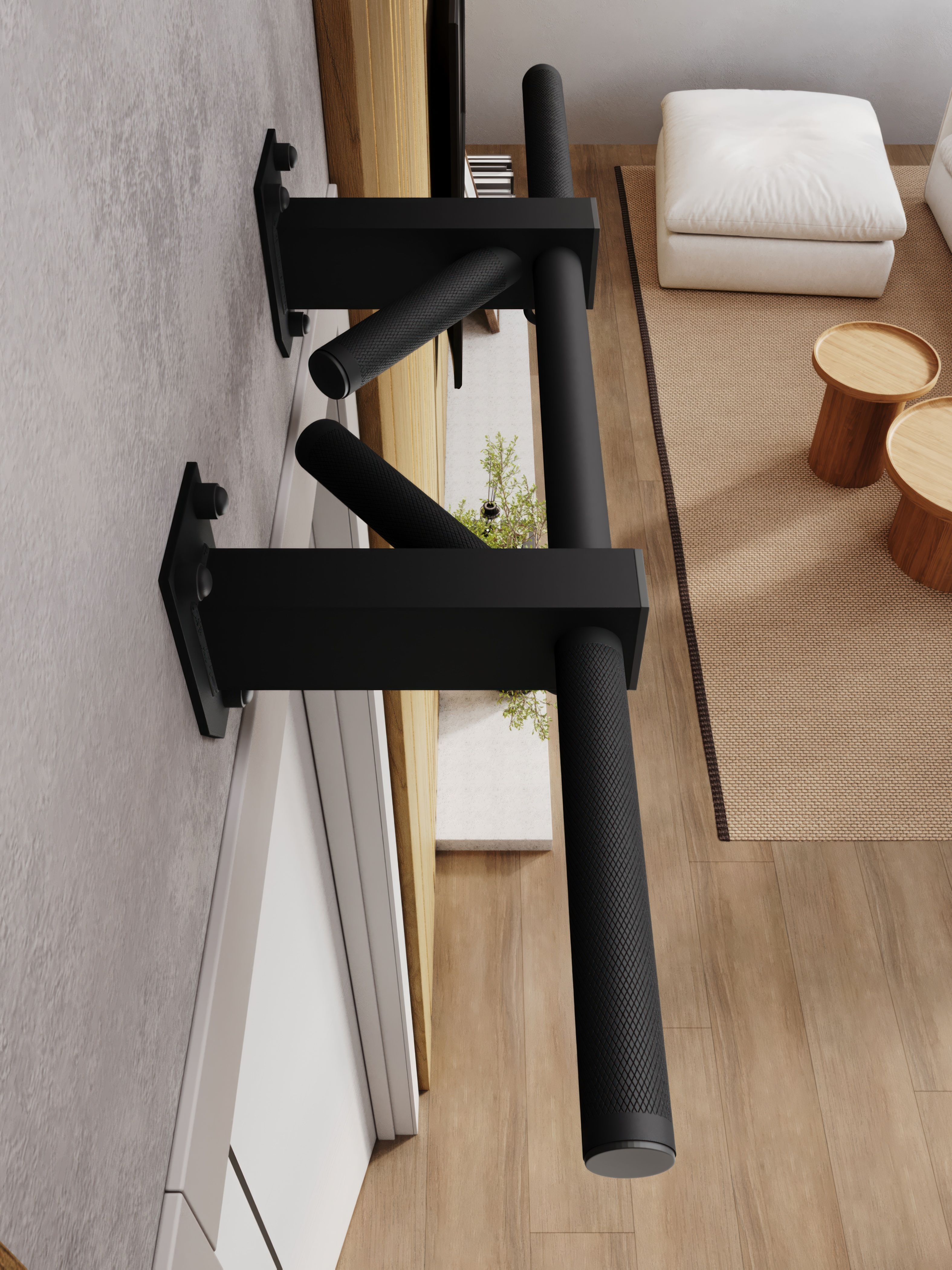 Турник наддверный "Бизон" BLACK - стальное рифление - фото 11