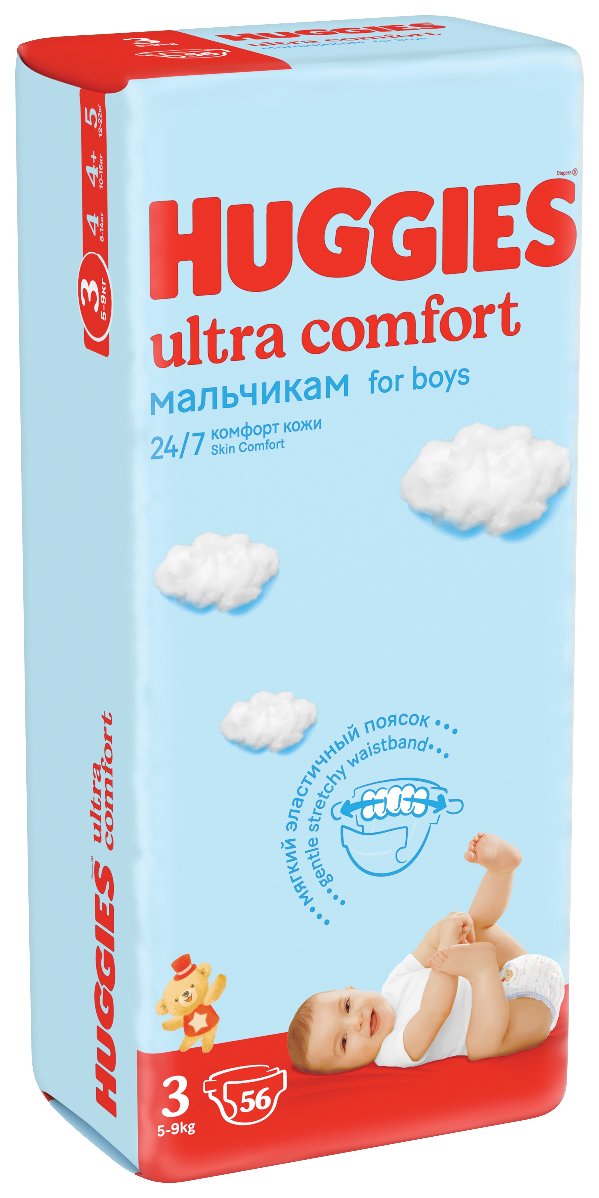 Подгузники Huggies Ultra Comfort для мальчиков 3 (5-9 кг) 56 шт. - фото 2