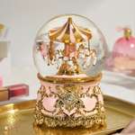 Стеклянный снежный шар Glassglobe Розовая карусель