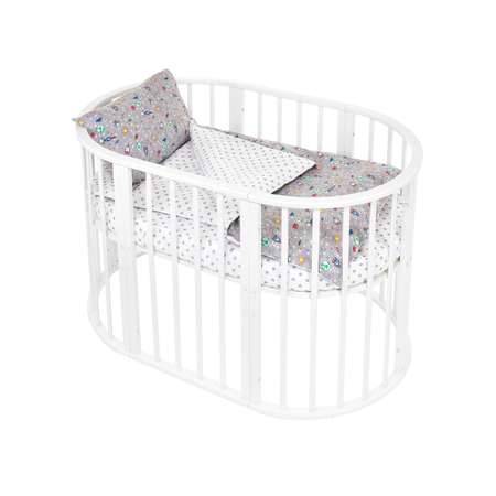 Комплект постельного белья Lemony kids в овальную кроватку Space Серый 3 предмета