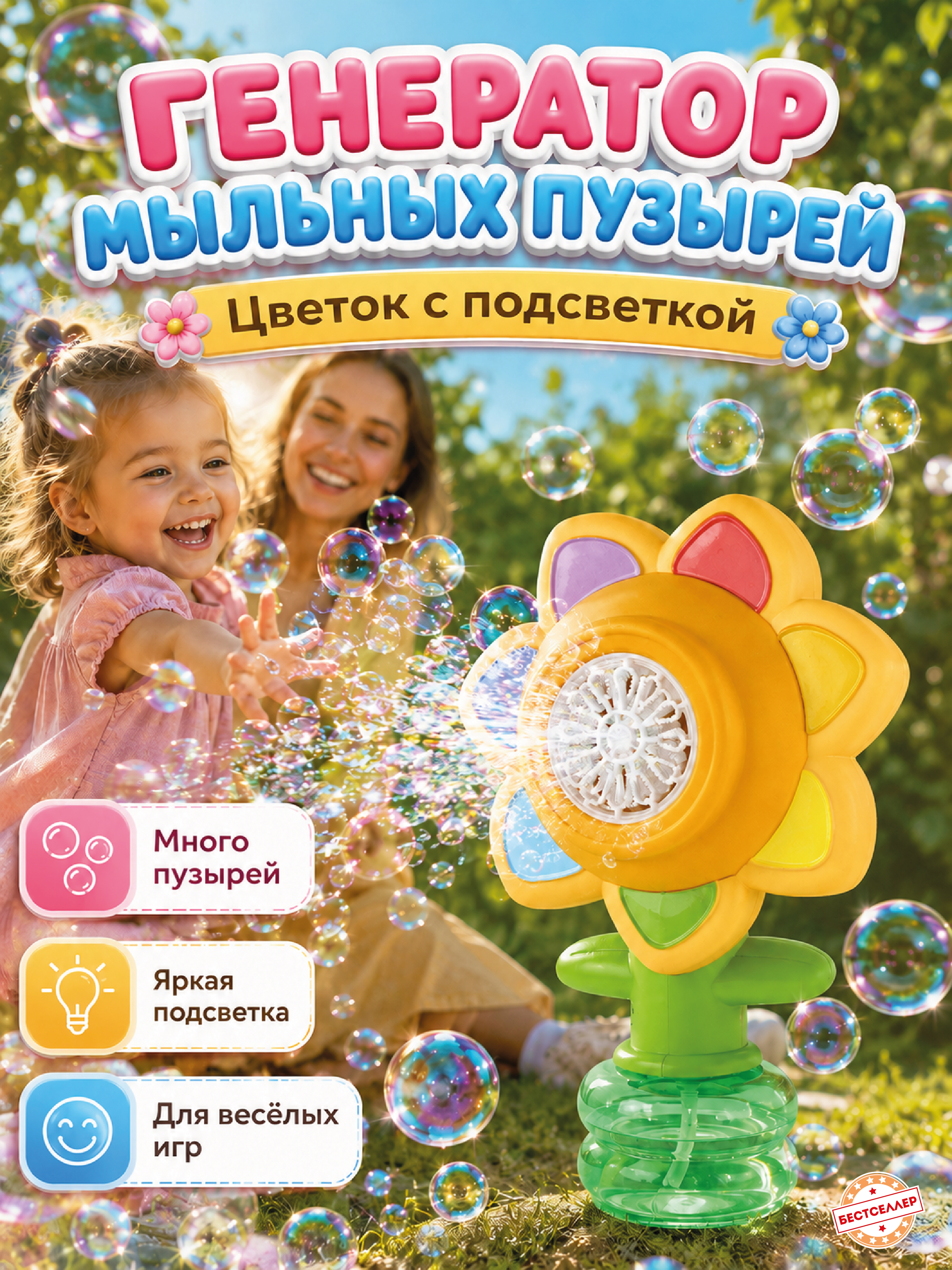 Генератор мыльных пузырей Бестселлер Мыльные пузыри - фото 1