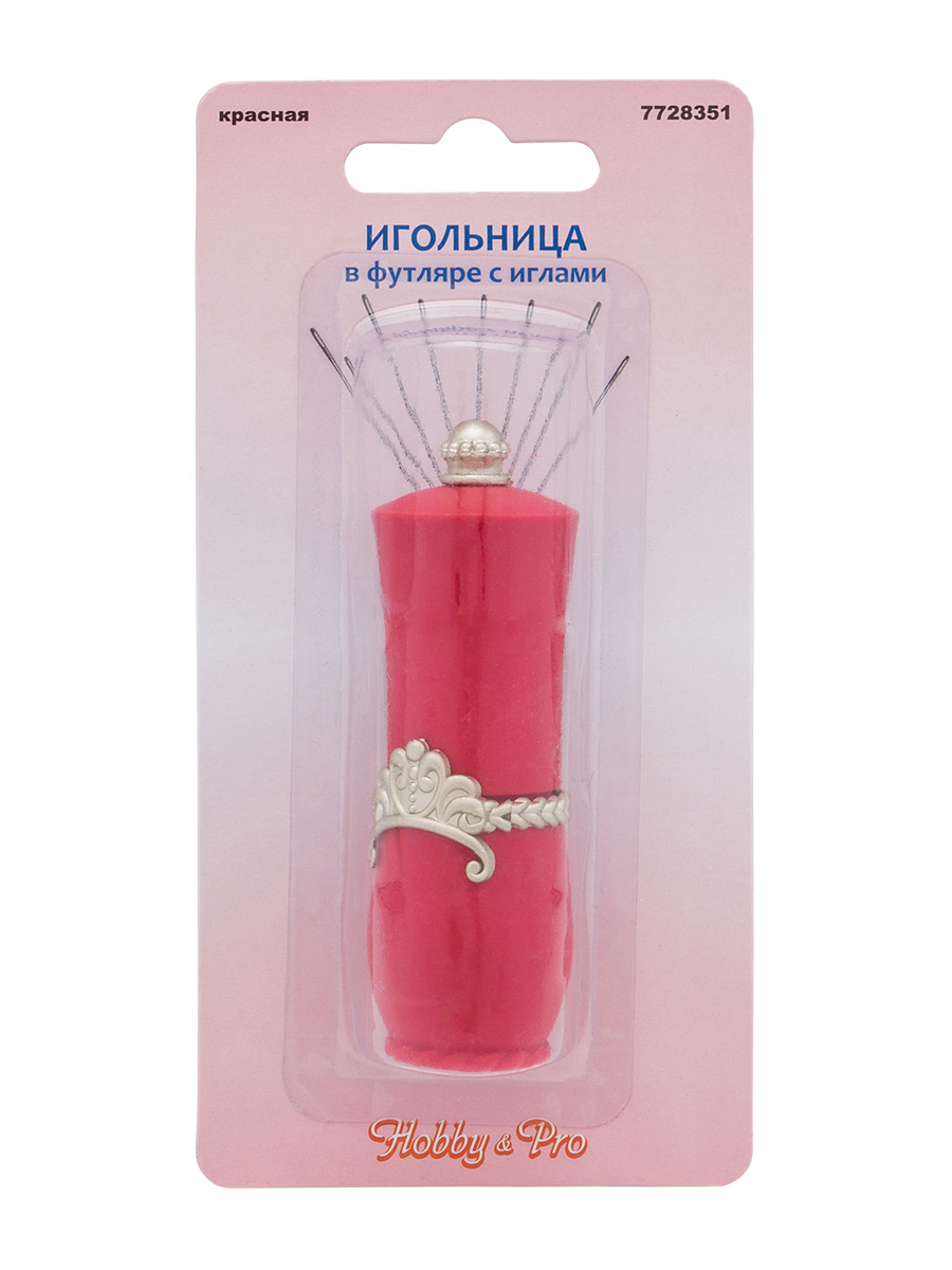 Игольница Hobby Pro в футляре со стальными иголками 9 шт красная 15354 - фото 10