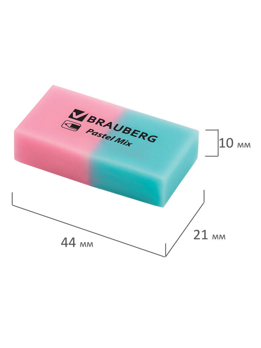Ластик Brauberg Pastel Mix 6 шт. - фото 12