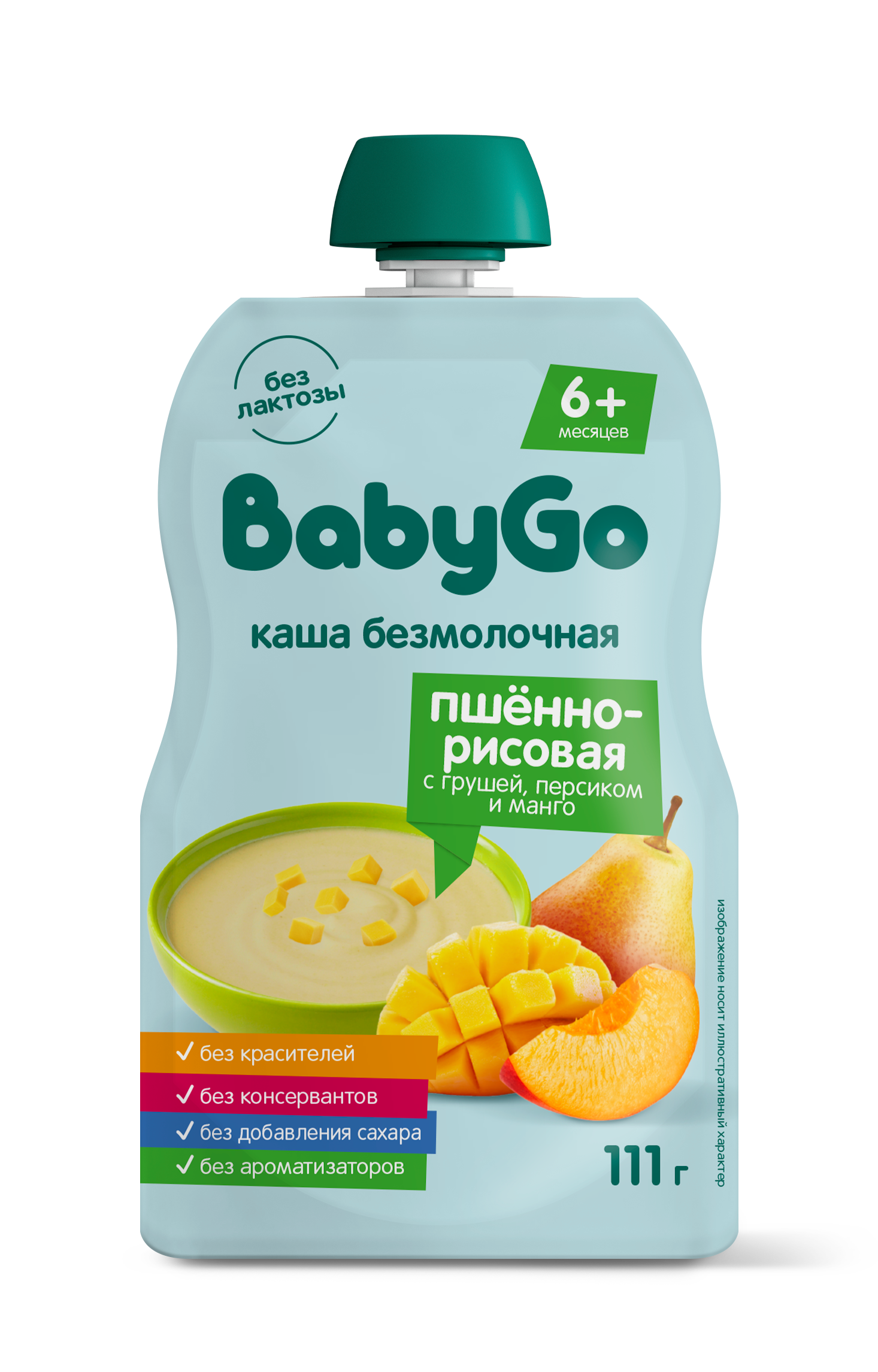 Каша BabyGo пшено-рисовая (груша-манго-персик) - фото 1