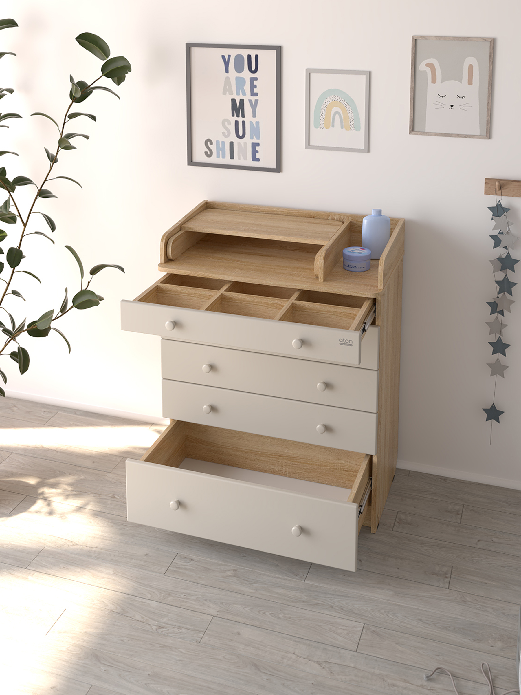 Комод пеленальный Aton Maks дуб сонома-серый шелк - фото 4