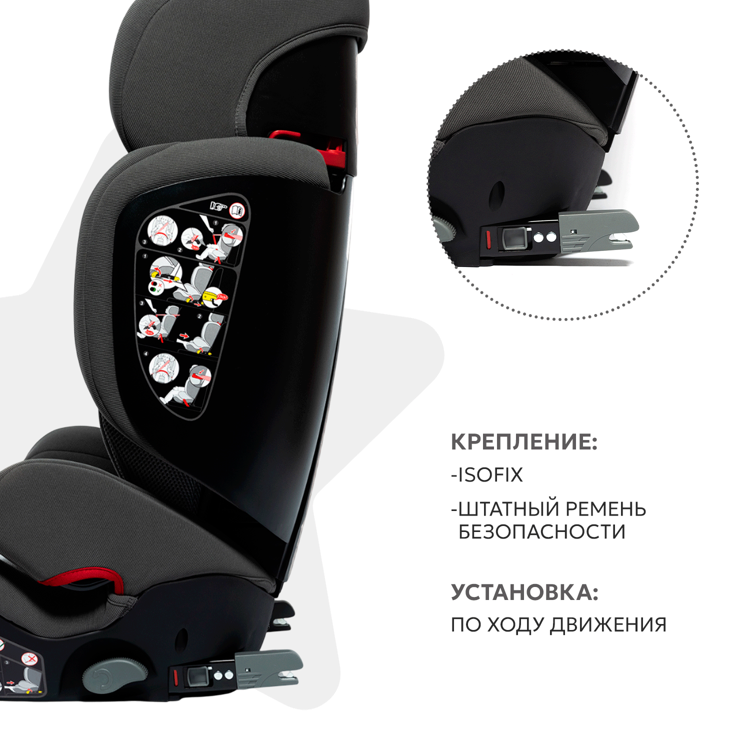 Автокресло Olsson Aurora Fix Sport Grey Isofix 2/3 (15-36 кг) - фото 4