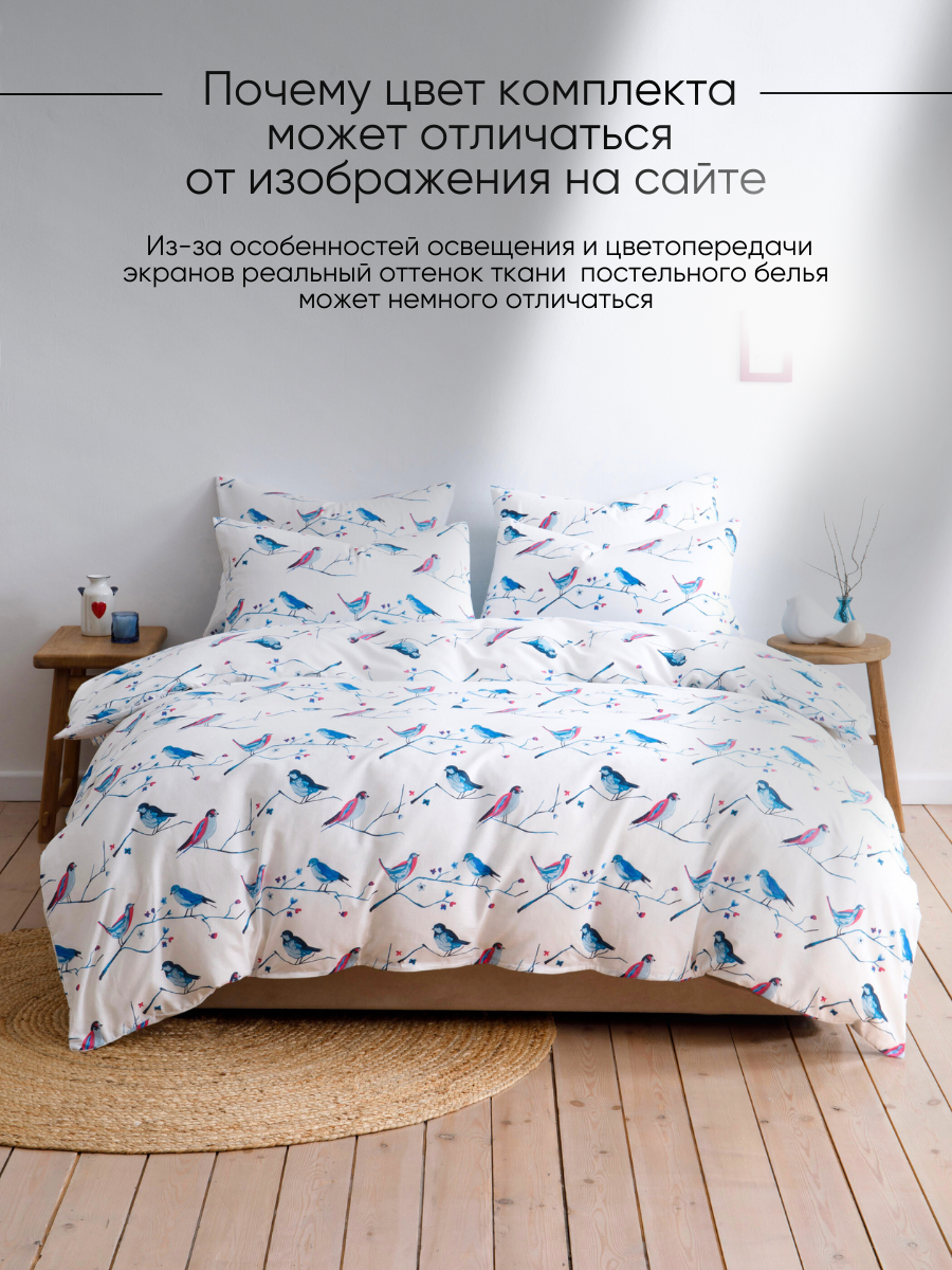 Комплект постельного белья Ночь Нежна Birds двуспальный 4 предм. - фото 9