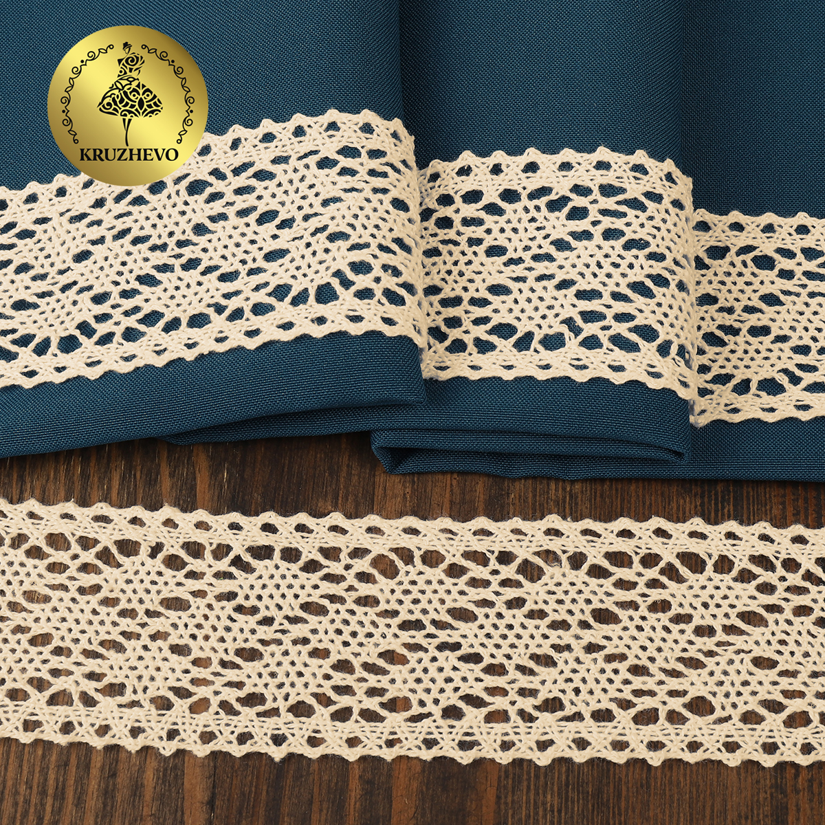 Кружево вязаное хлопковое KRUZHEVO 40мм цв.молочный уп.2,5м - фото 1
