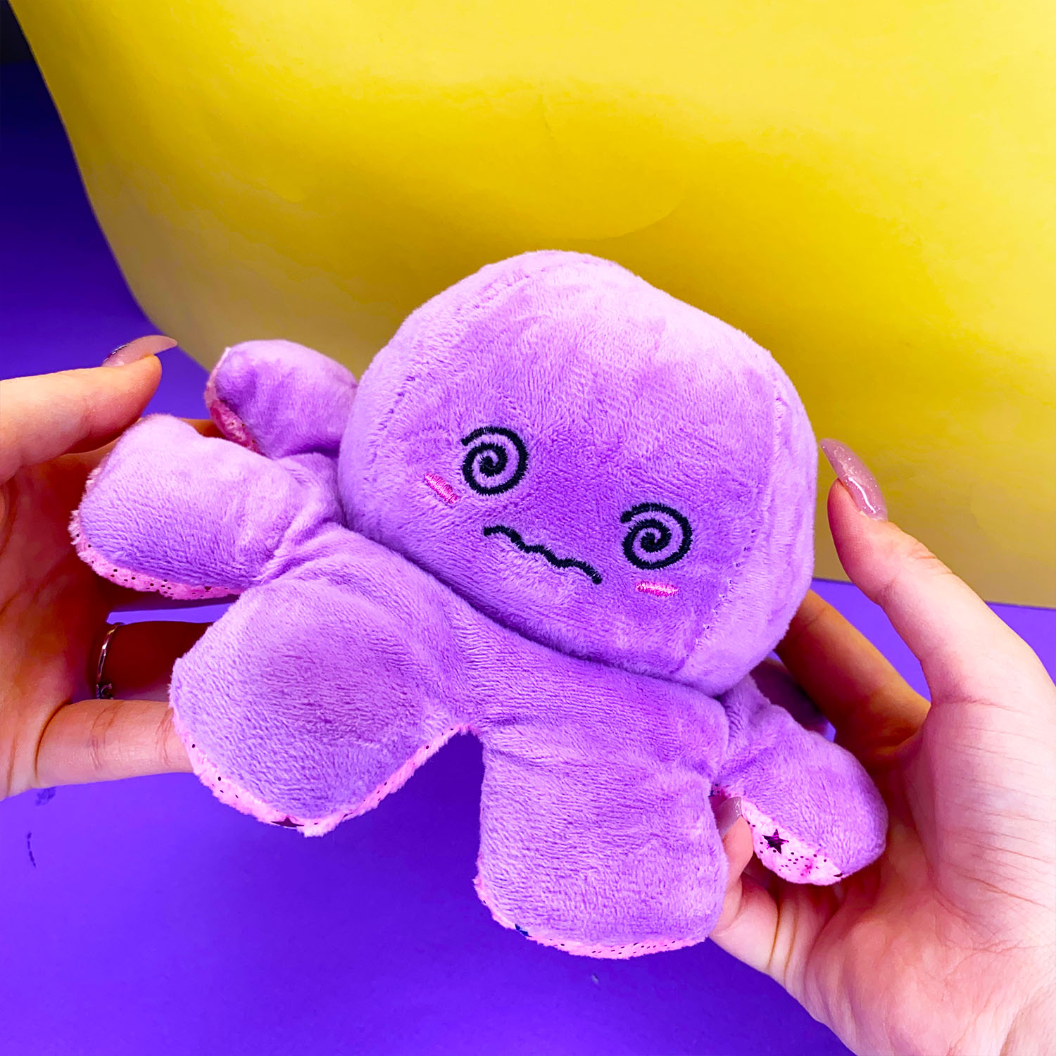 Мягкая игрушка MINI-TOYS вывернушка Осьминог двусторонний. Розовый-сиреневый - фото 3