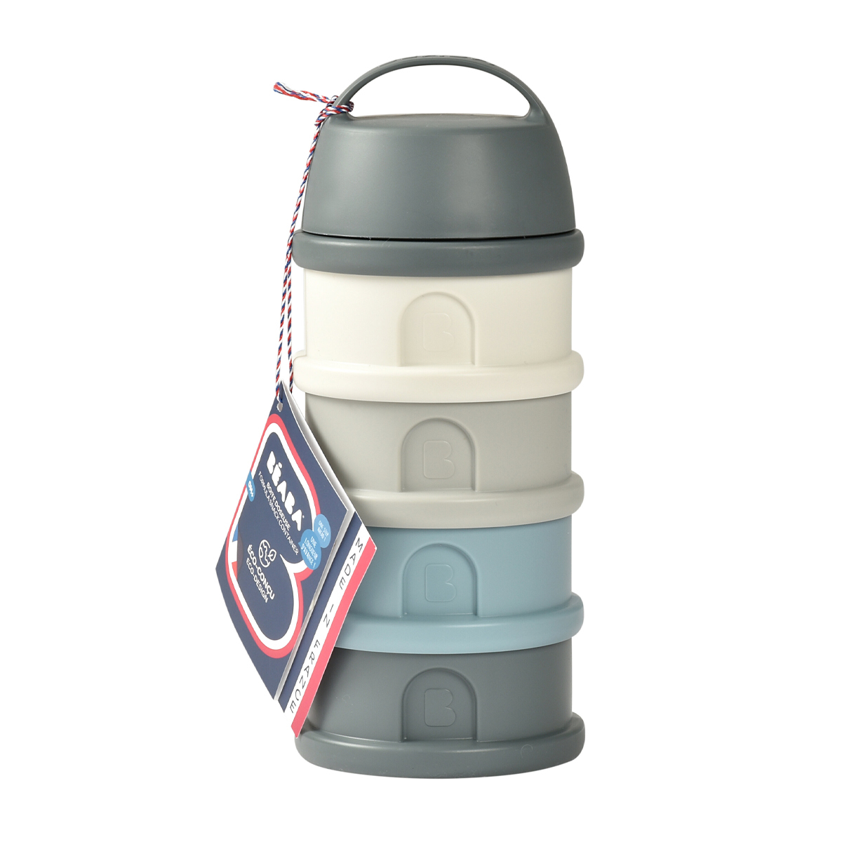 Контейнер для детского питания BEABA сыпучих смесей и снеков, 4 секции, серый - фото 2