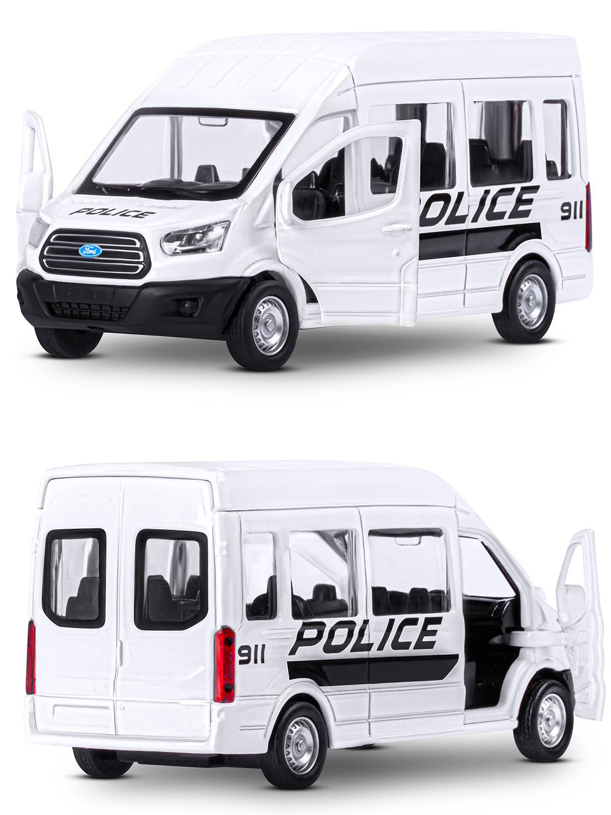 Полицейская машина АВТОпанорама Ford Transit 1:52 Полиция JB1251633 - фото 10