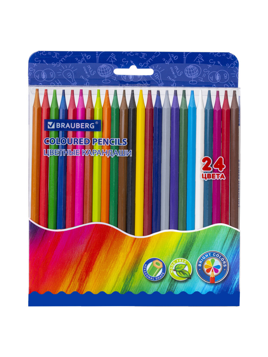 Карандаши цветные Brauberg 24 шт. - фото 3