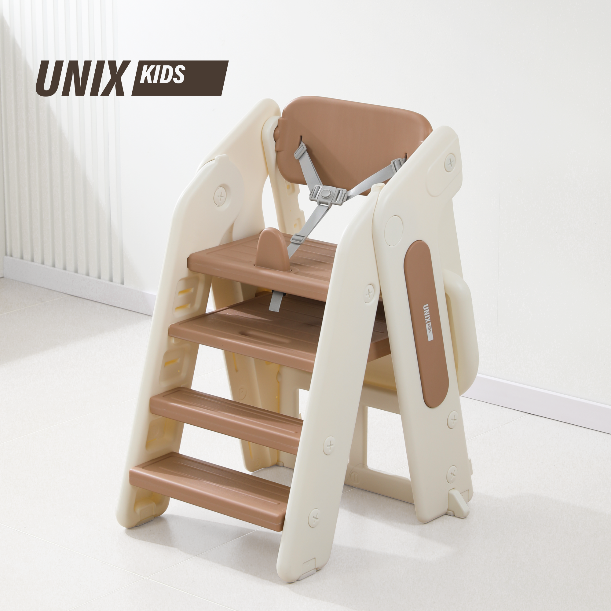 Стульчик для кормления UNIX Kids 3 steps Cocoa бежевый - фото 1