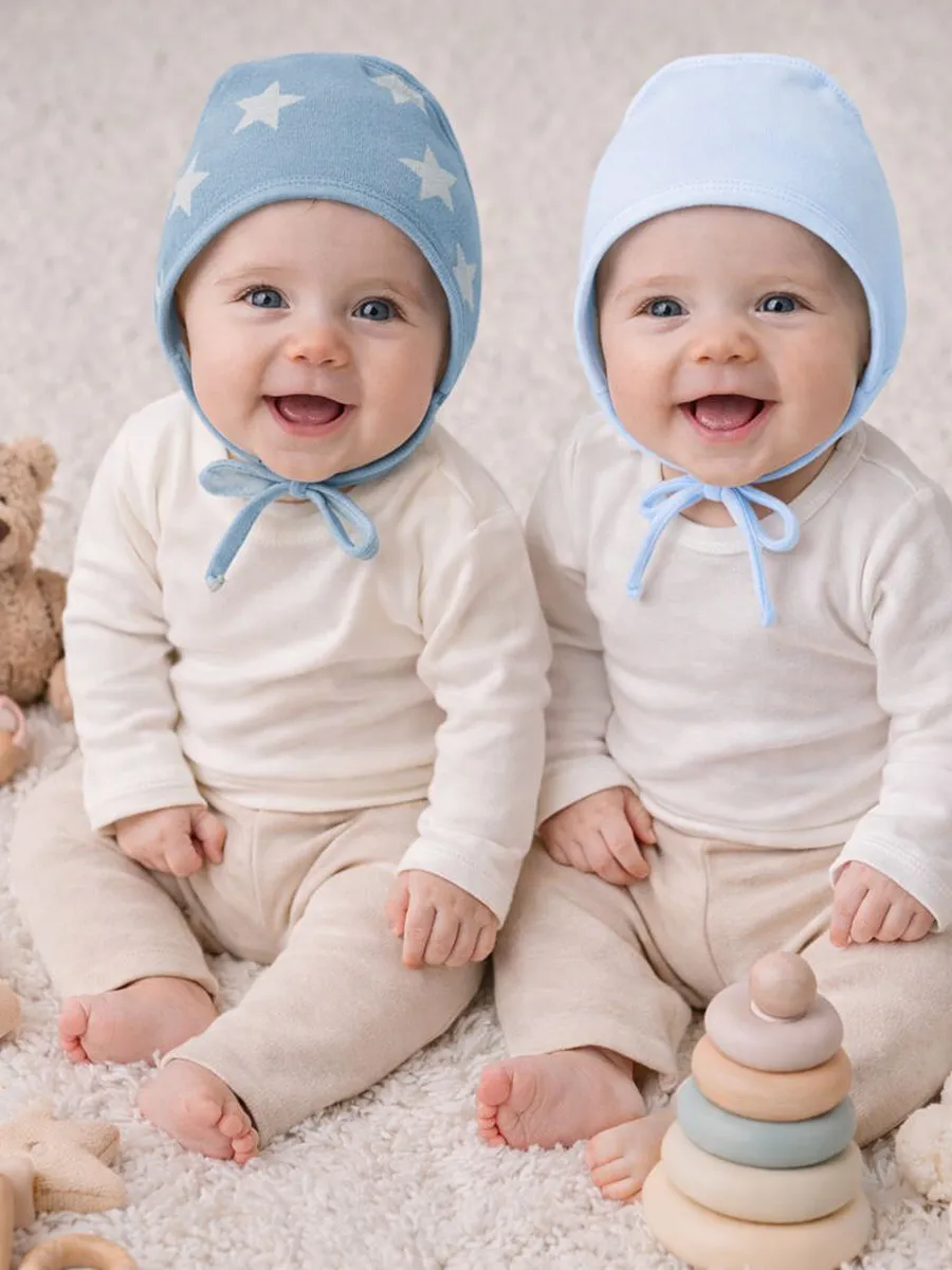 Шапка 2 шт Mark Formelle (Марк Формэль) 27004-2/голубой +звезды на сине -сером - фото 1