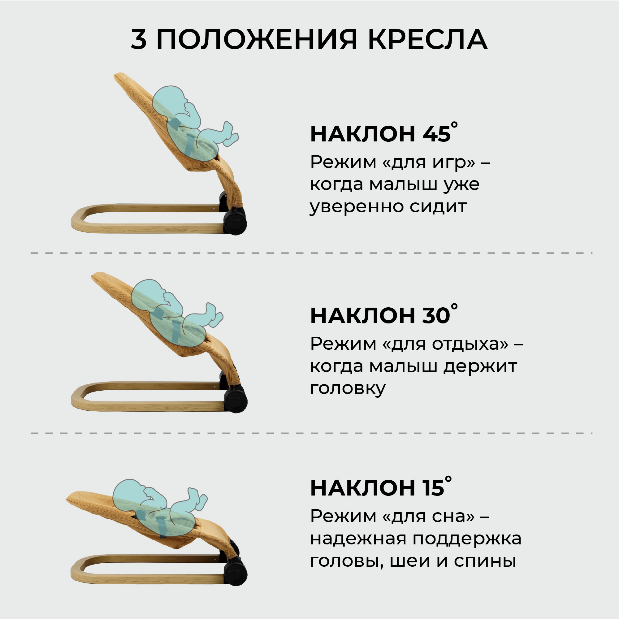 Шезлонг детский Amarobaby Baby relax Бежевый - фото 7